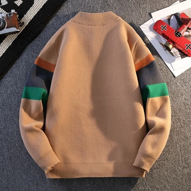 Solrix Relaxed Stripe Knit Bomber Jacket