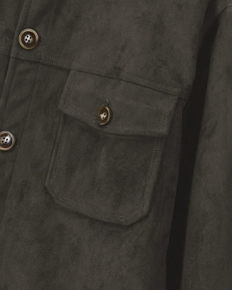 Duvall Suede Button-Up Utility Jacket