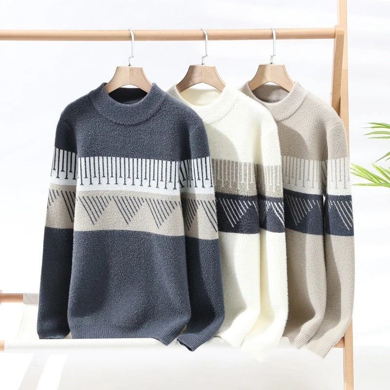 Evren Geometric Pattern Fleece Sweater