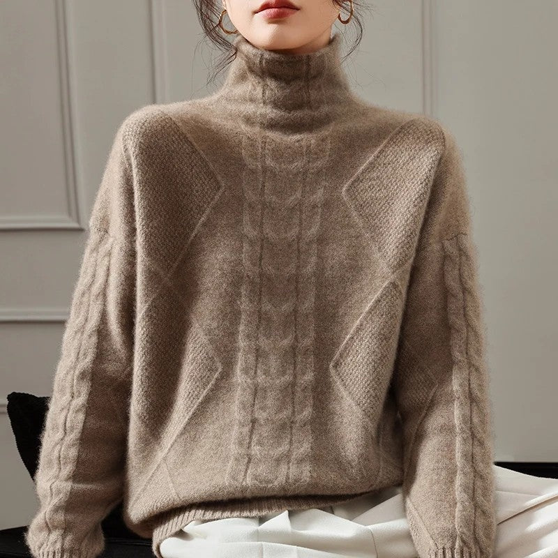 Florine Textured Mock Neck Knit Sweater