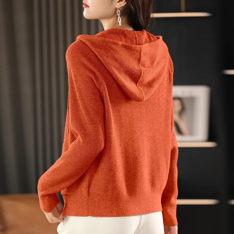 Henna Ribbed Knit Zip Hoodie