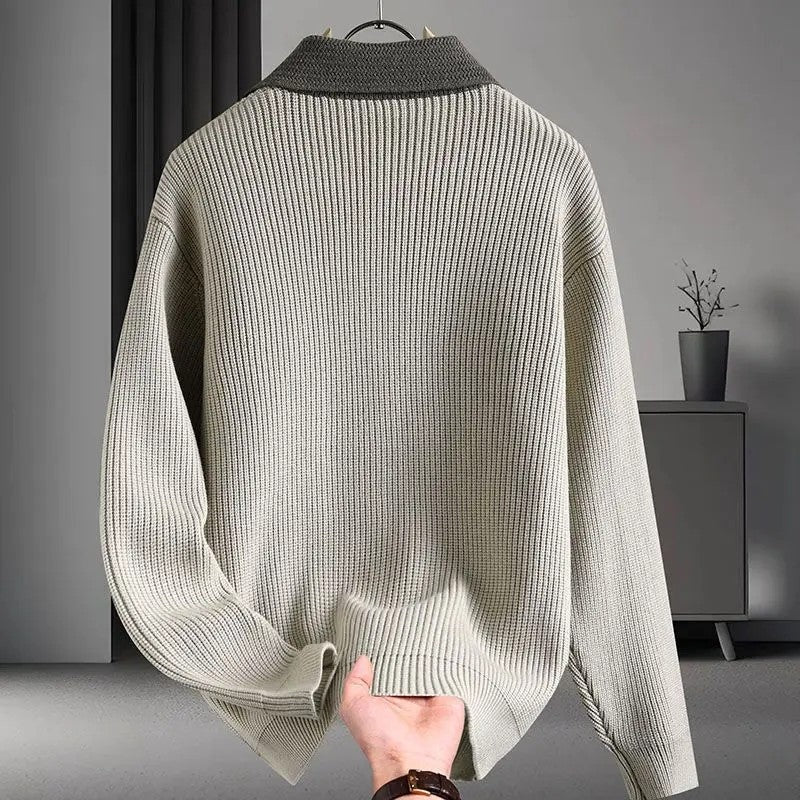 Hugo Men's Ribbed Contrast Knit Cardigan