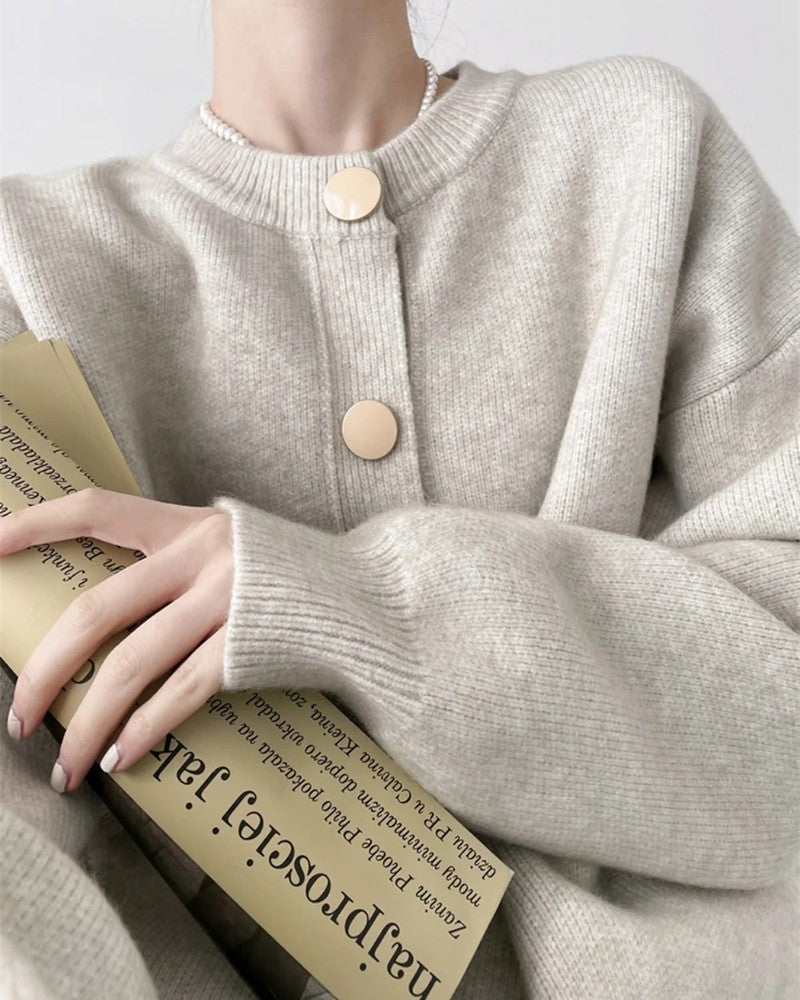 Kaspar Relaxed Knit Button-Up Cardigan