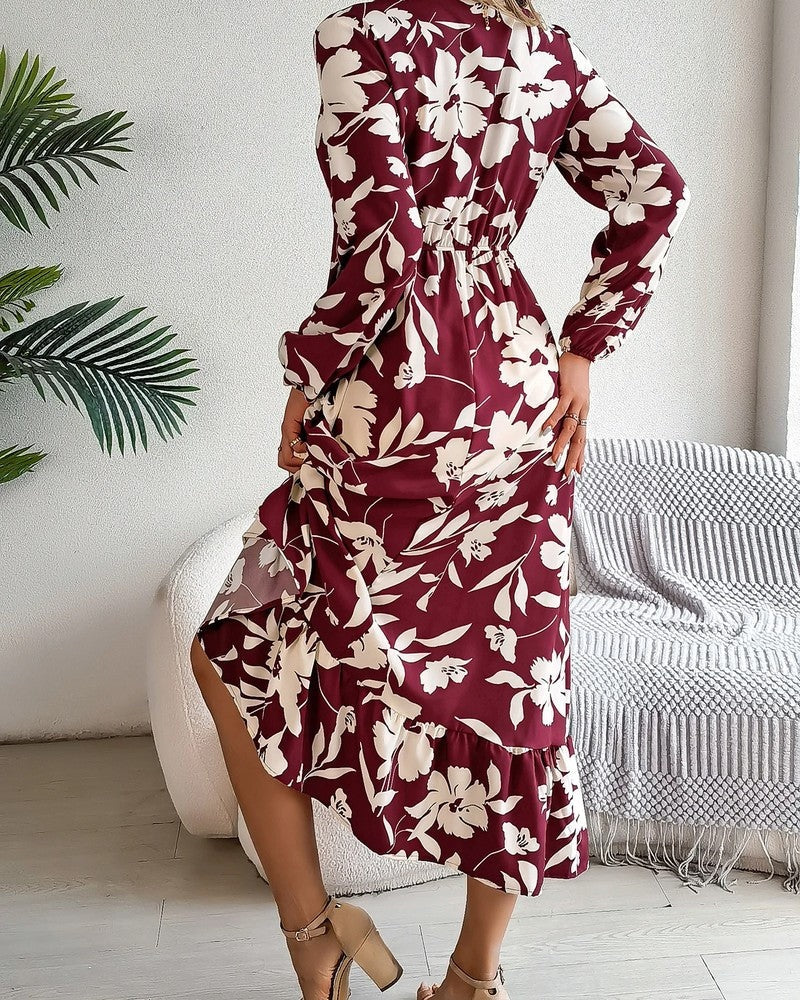 Monica Women's Floral Long Sleeve Midi Dress