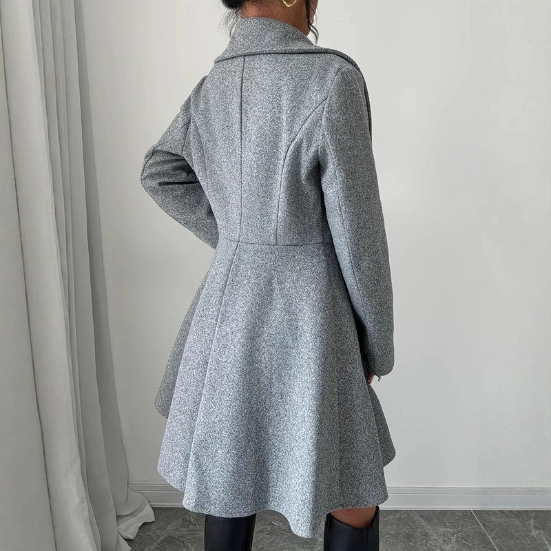 Selvane Double-Breasted Flared Coat Dress
