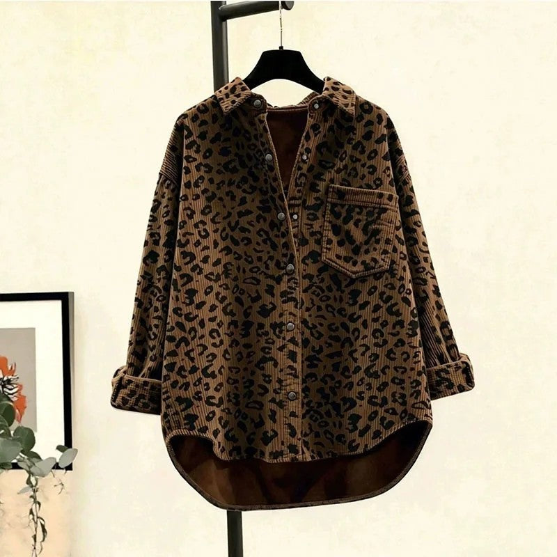 Sharix Relaxed Corduroy Print Shacket
