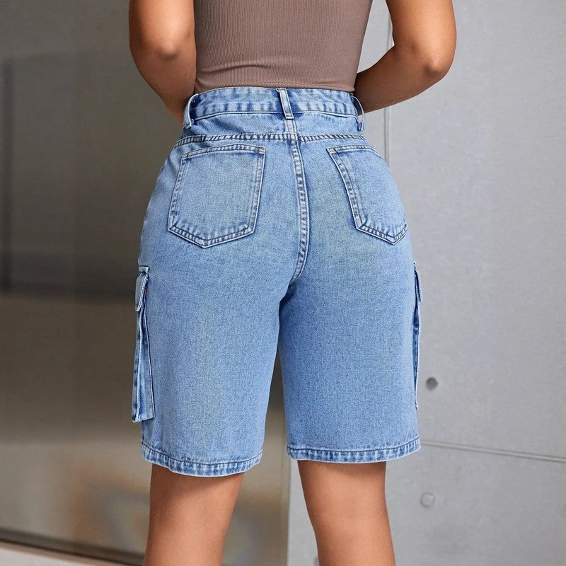 Stella Women's Denim Cargo Bermuda Shorts