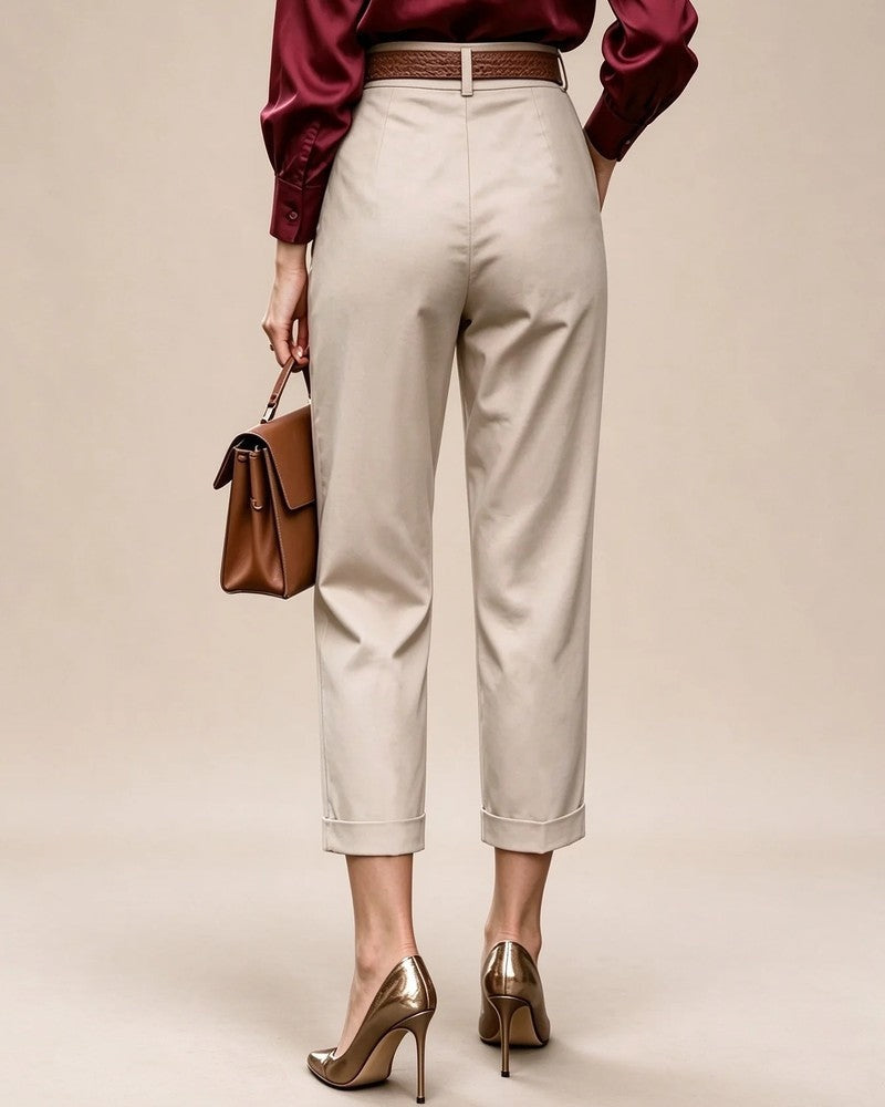 Vera Women's Pleated Cropped Tailored Pants