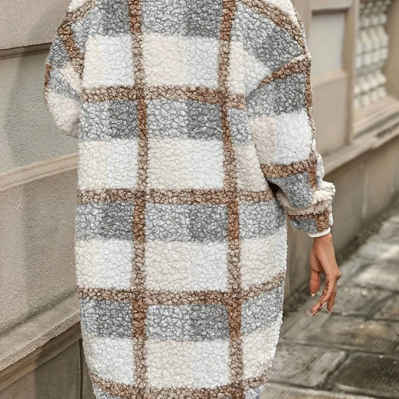 Vestra Plaid Fleece Button-Up Coat