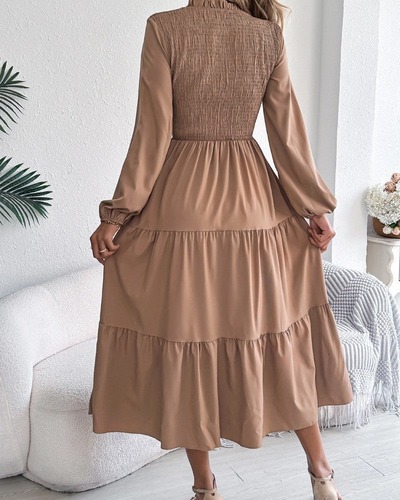Andrea Women's Smocked Long Sleeve Midi Dress