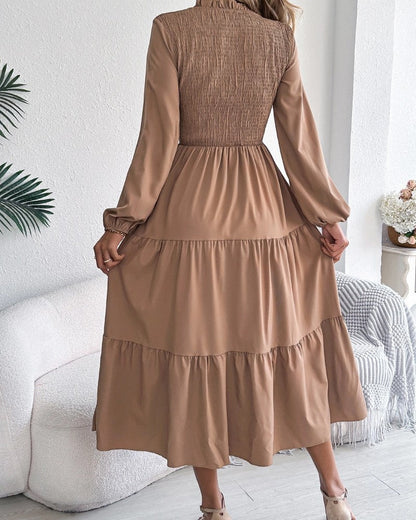 Andrea Women's Smocked Long Sleeve Midi Dress
