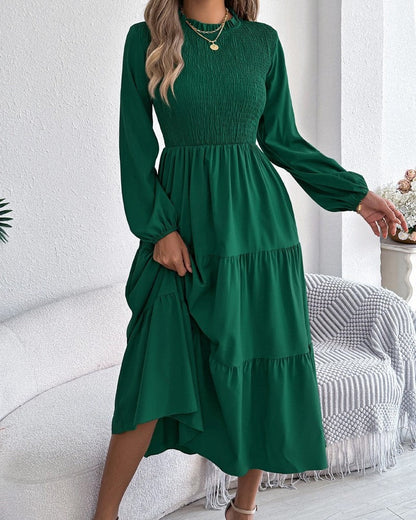 Andrea Women's Smocked Long Sleeve Midi Dress