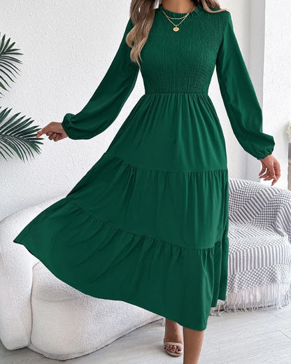 Andrea Women's Smocked Long Sleeve Midi Dress