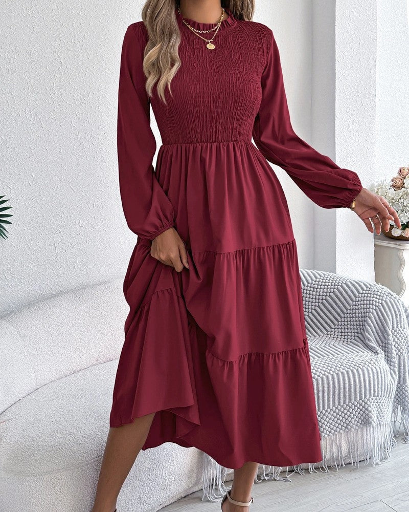 Andrea Women's Smocked Long Sleeve Midi Dress