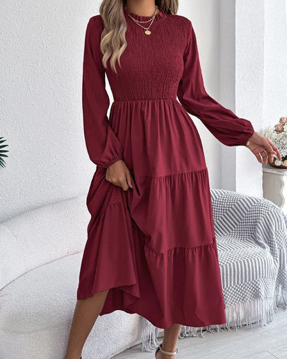 Andrea Women's Smocked Long Sleeve Midi Dress