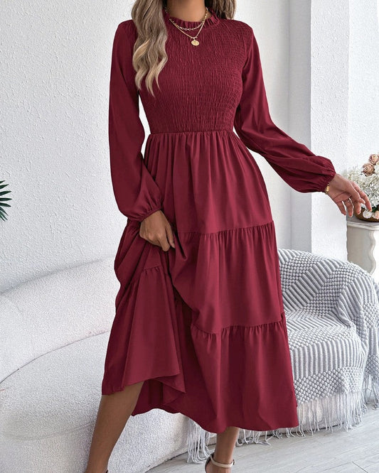 Andrea Women's Smocked Long Sleeve Midi Dress
