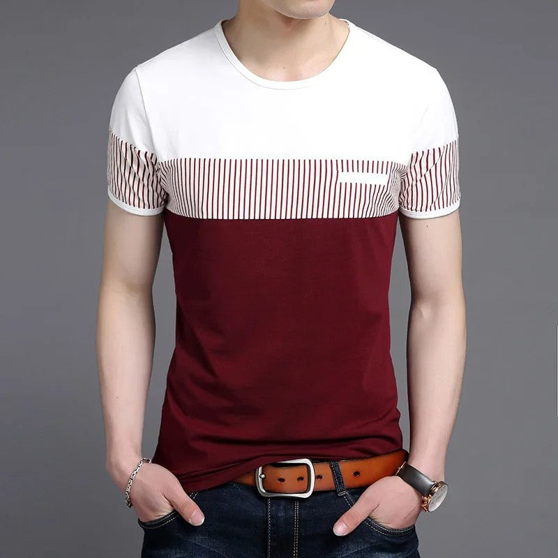 Andrew Men's Striped Panel Cotton T-Shirt