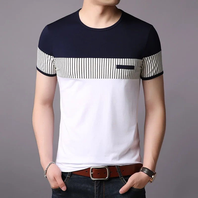 Andrew Men's Striped Panel Cotton T-Shirt