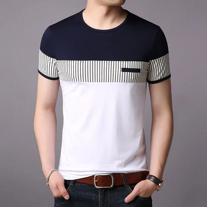 Andrew Men's Striped Panel Cotton T-Shirt