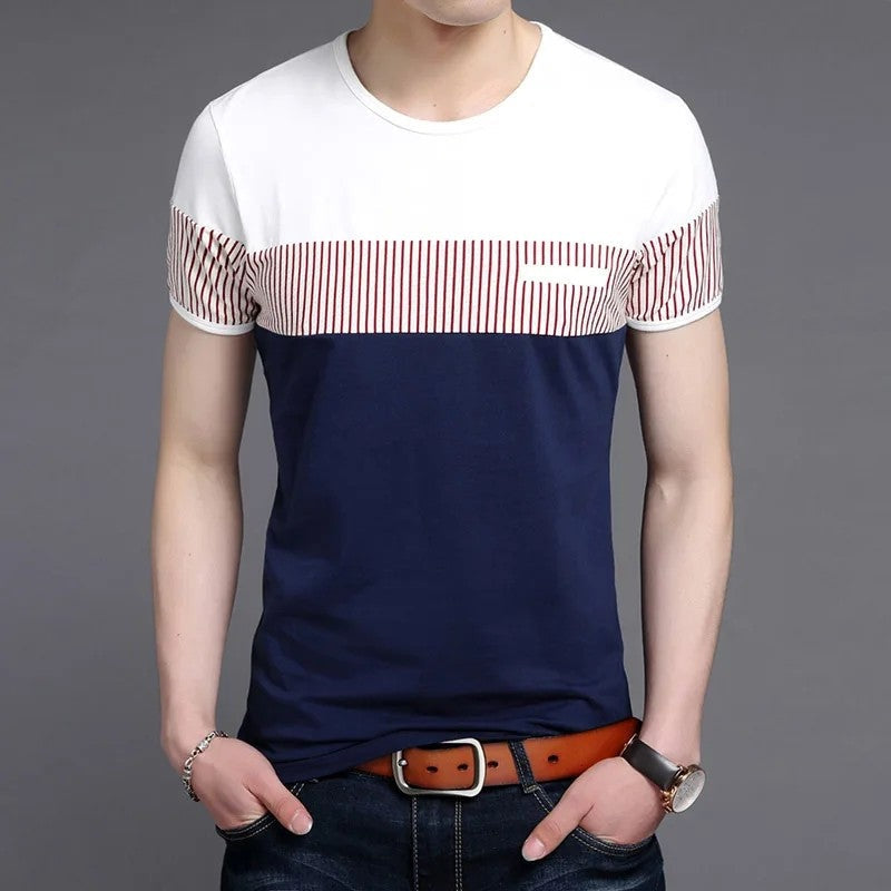 Andrew Men's Striped Panel Cotton T-Shirt