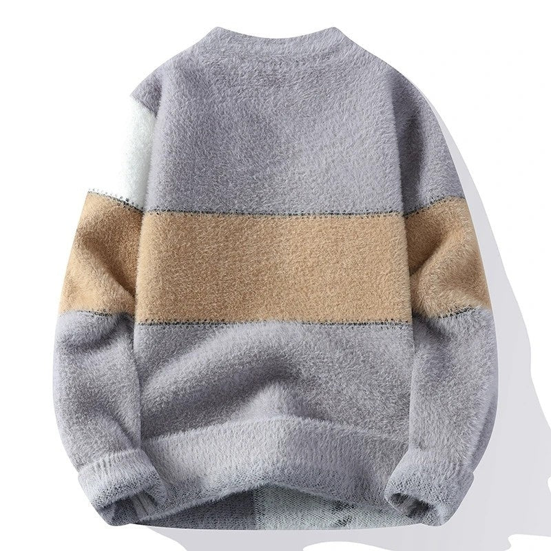 Arlien Fuzzy Patchwork Crewneck Sweater
