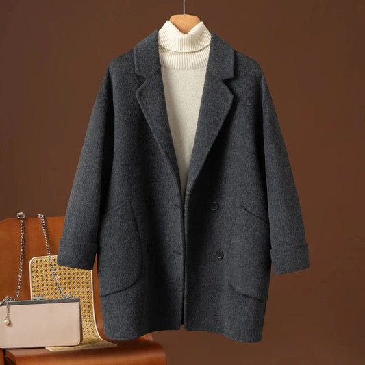 Arlina Relaxed Double-Breasted Wool Coat