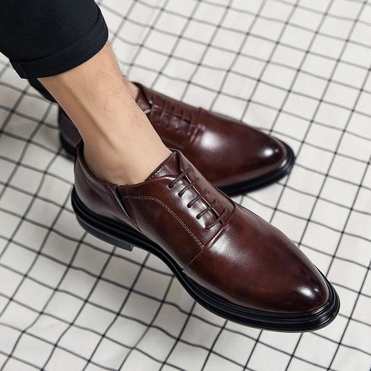 Arvion Polished Plain-Toe Oxford Dress Shoes