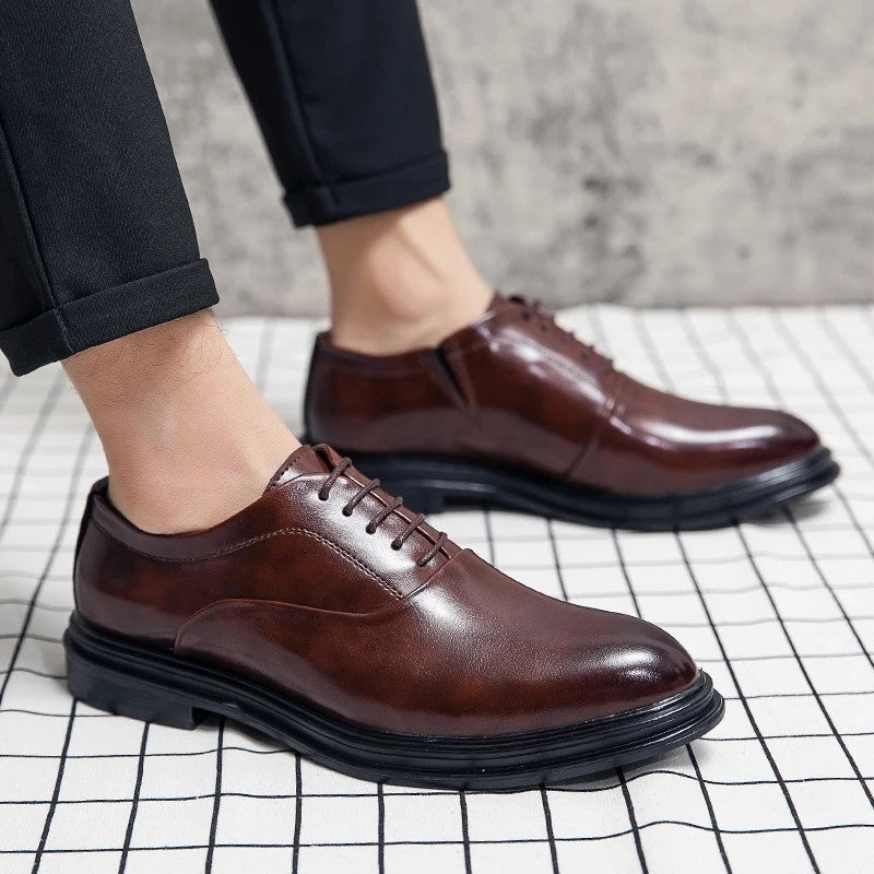 Arvion Polished Plain-Toe Oxford Dress Shoes