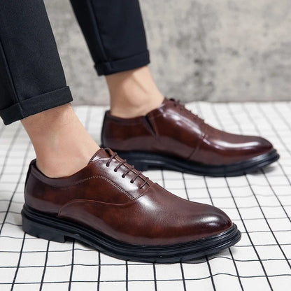 Arvion Polished Plain-Toe Oxford Dress Shoes