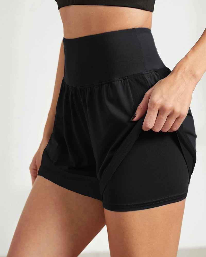 Beatriz Women's High-Waist Double Layer Athletic Shorts