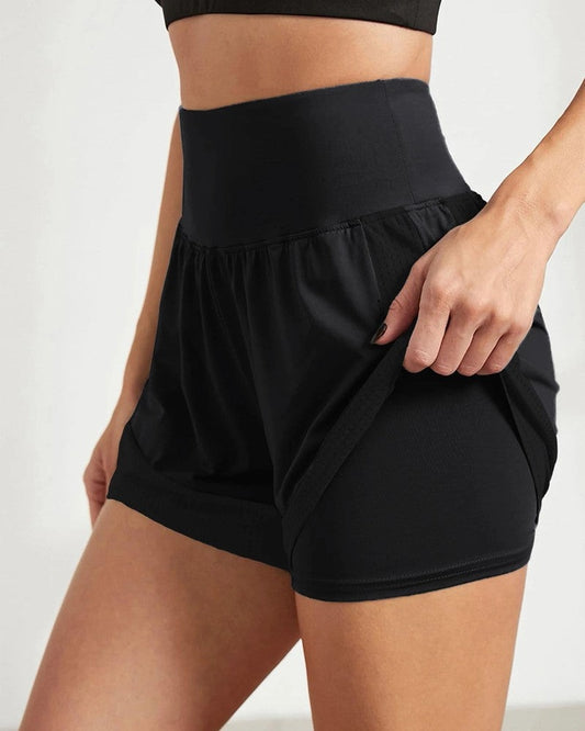 Beatriz Women's High-Waist Double Layer Athletic Shorts