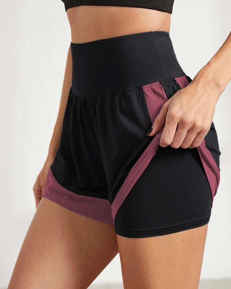 Beatriz Women's High-Waist Double Layer Athletic Shorts