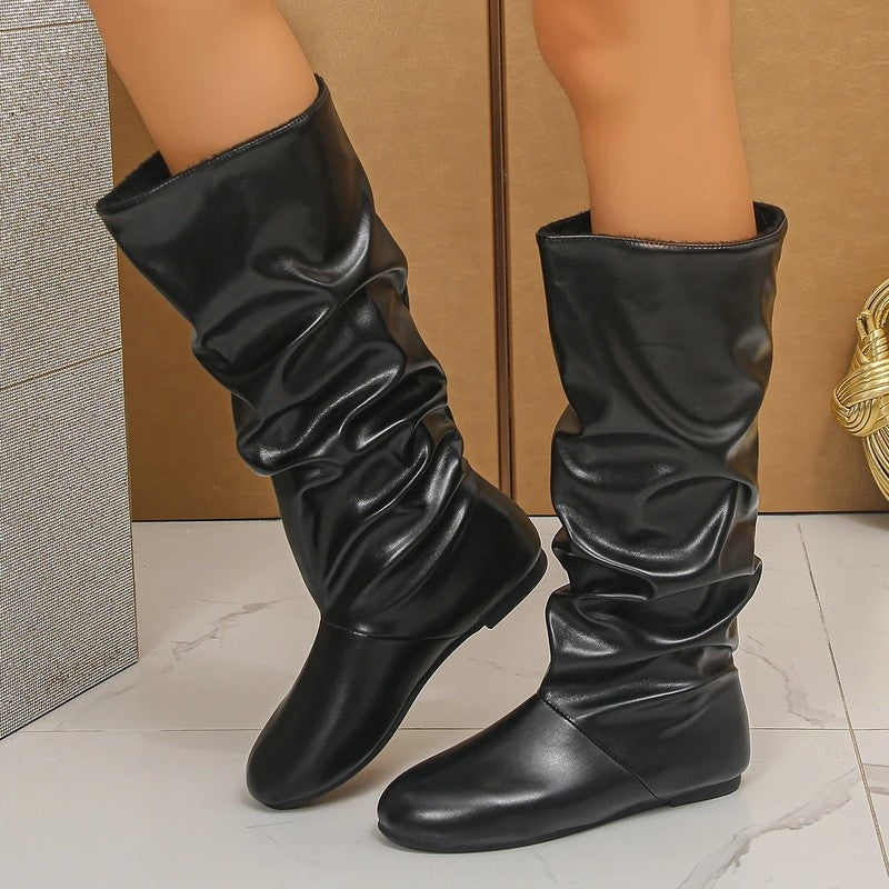 Brindle Slouchy Flat Knee Boots