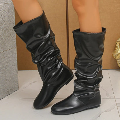 Brindle Slouchy Flat Knee Boots