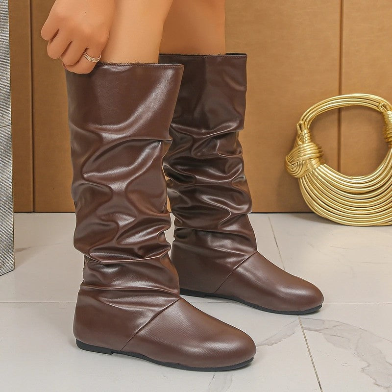 Brindle Slouchy Flat Knee Boots