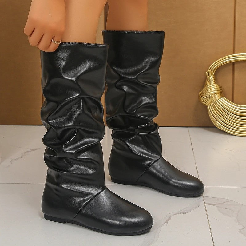 Brindle Slouchy Flat Knee Boots