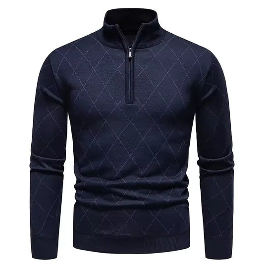 Calder Diamond Knit Quarter Zip Sweater