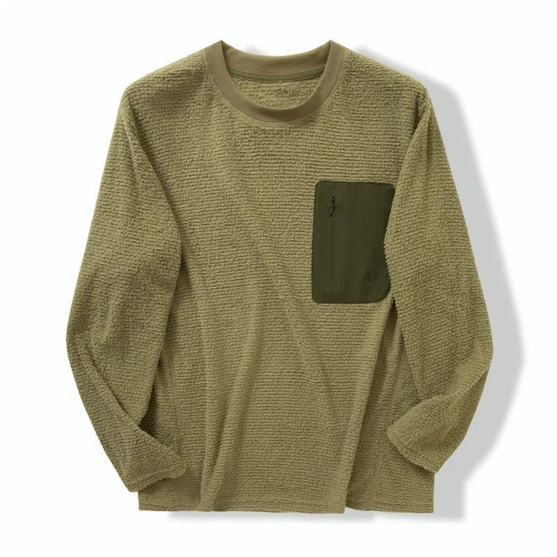 Calvel Textured Fleece Zip Pocket Pullover