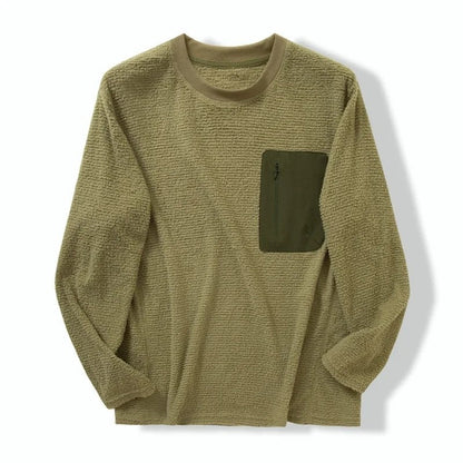 Calvel Textured Fleece Zip Pocket Pullover