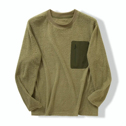 Calvel Textured Fleece Zip Pocket Pullover