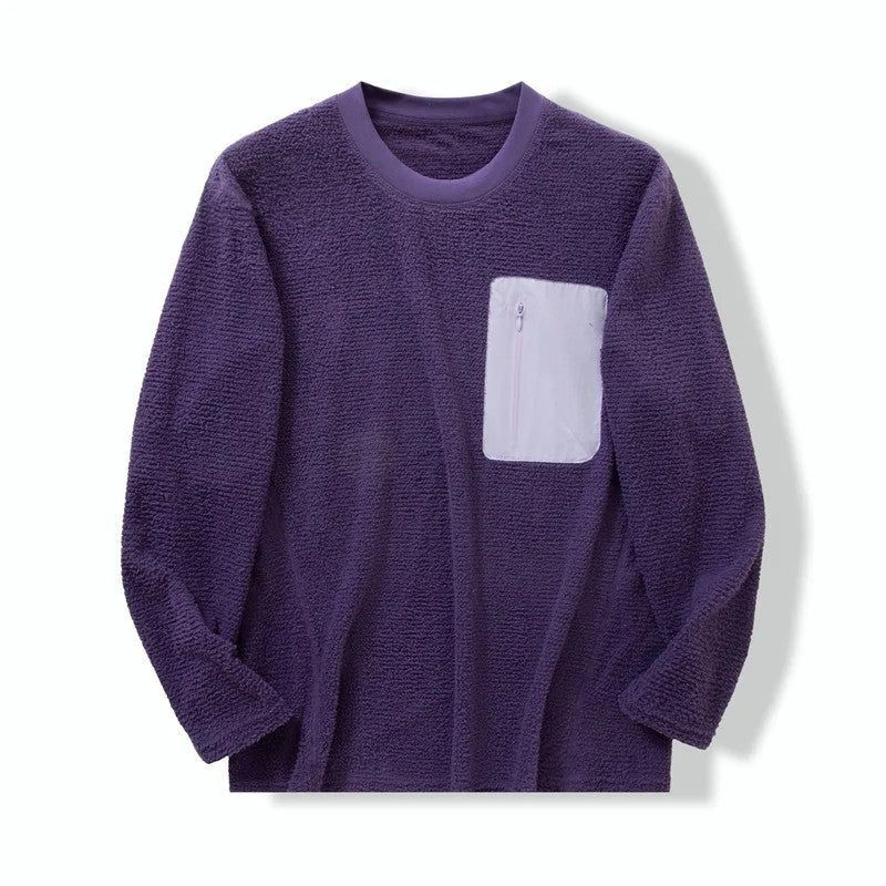 Calvel Textured Fleece Zip Pocket Pullover