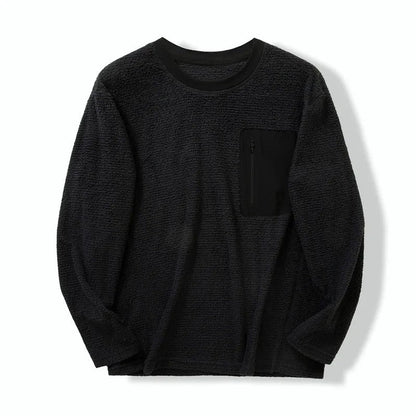 Calvel Textured Fleece Zip Pocket Pullover
