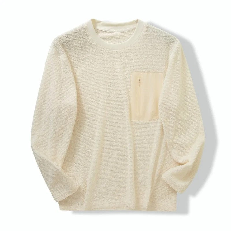 Calvel Textured Fleece Zip Pocket Pullover