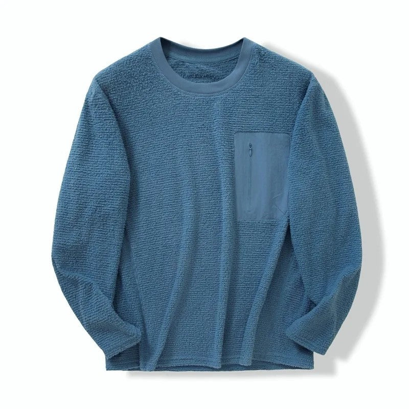 Calvel Textured Fleece Zip Pocket Pullover