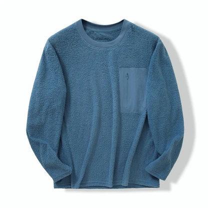 Calvel Textured Fleece Zip Pocket Pullover