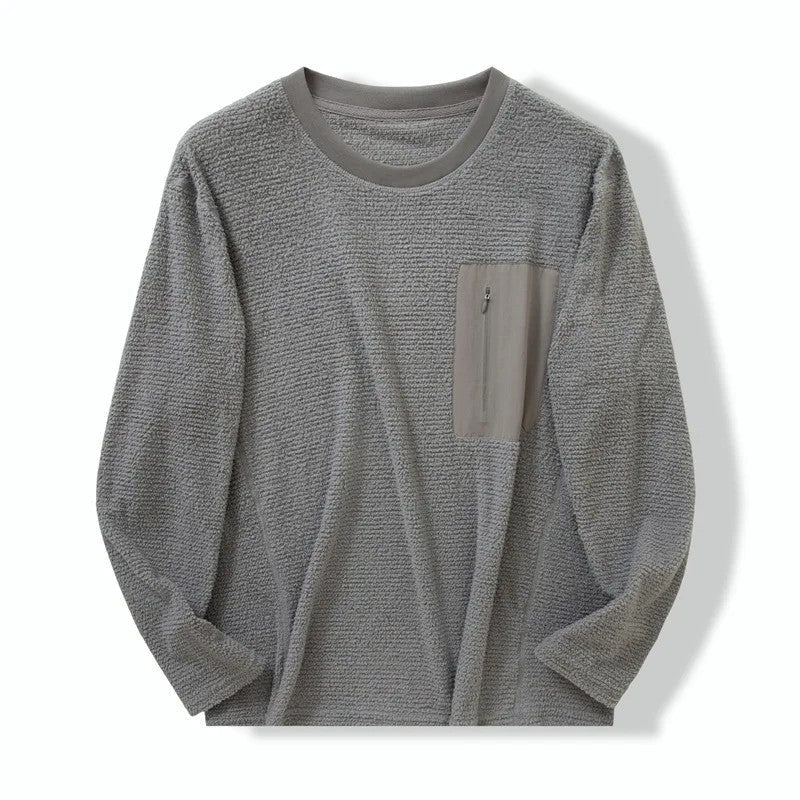 Calvel Textured Fleece Zip Pocket Pullover