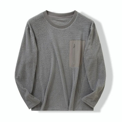 Calvel Textured Fleece Zip Pocket Pullover