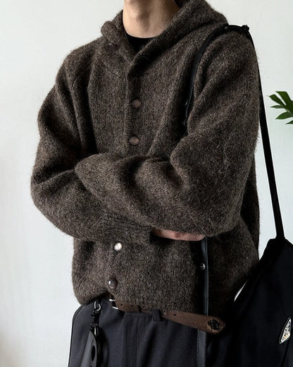 Charles Men's Relaxed Fuzzy Hooded Cardigan