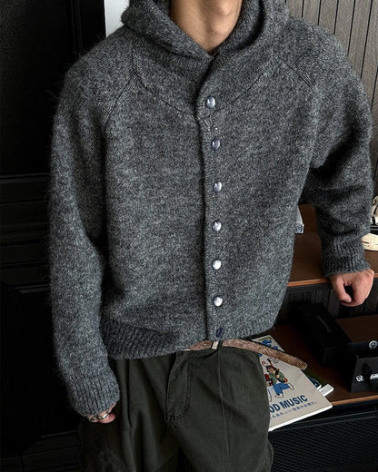 Charles Men's Relaxed Fuzzy Hooded Cardigan