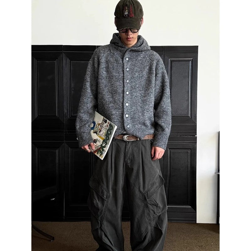 Charles Men's Relaxed Fuzzy Hooded Cardigan